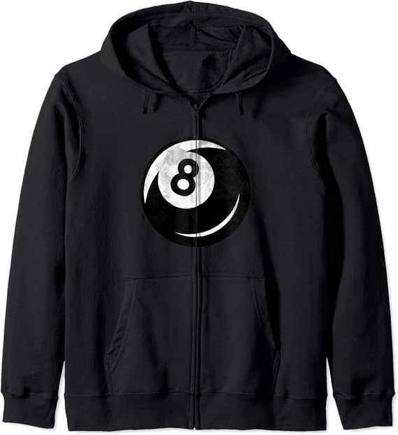 8 Ball Billiard Player Pool Distressed Design Billiards Zip Hoodie